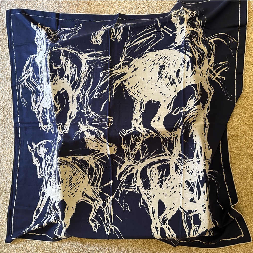 Navy & Cream Abstract Print Scarf | Lightweight Wrap | Minimalist Art Design